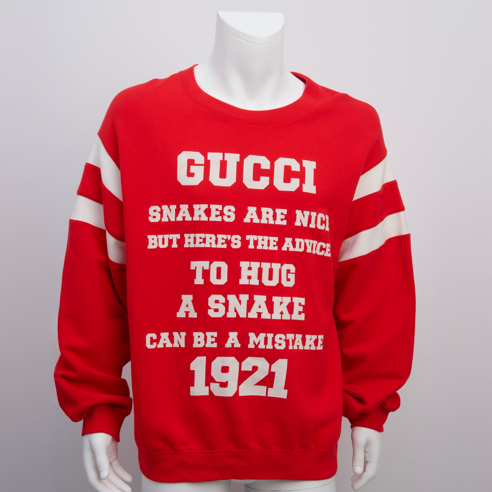 Gucci, “Snakes Are Nice”, Red Crew Neck, Size L