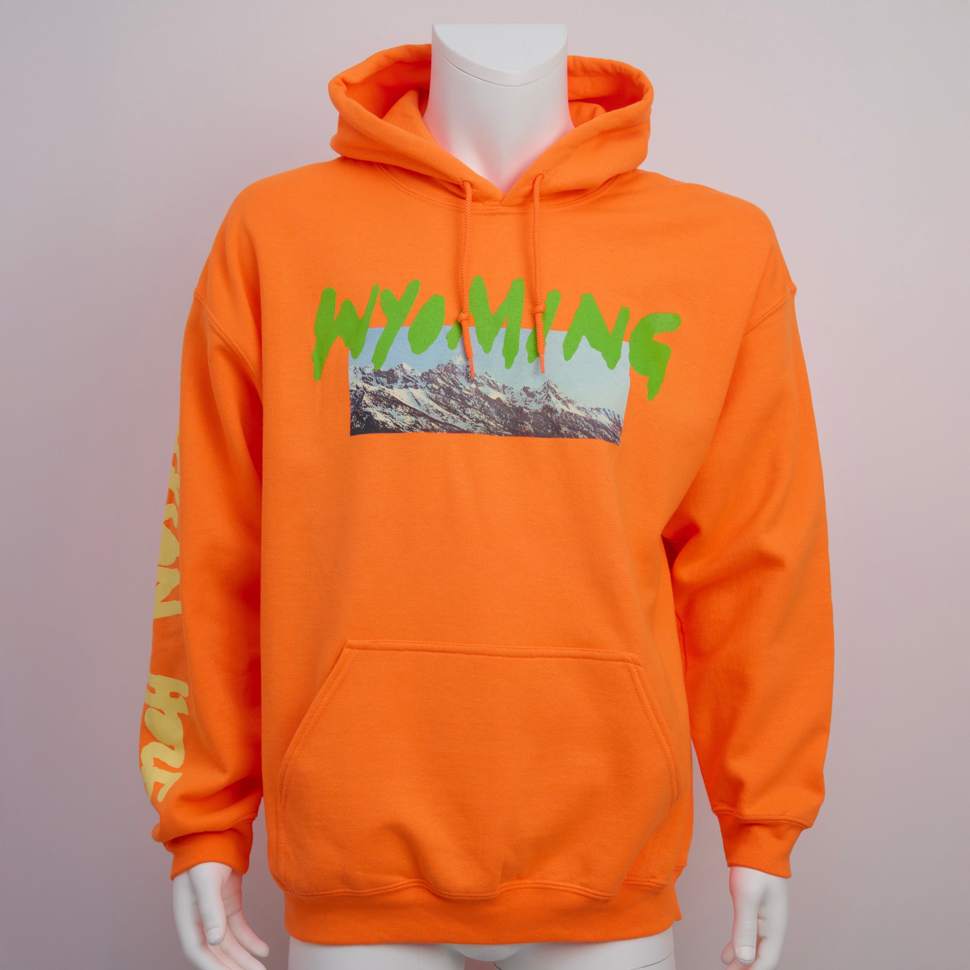 “Jackson Hole...Kanye West 2018”, Neon Orange Hoodie, Size XL (Fits like a L)