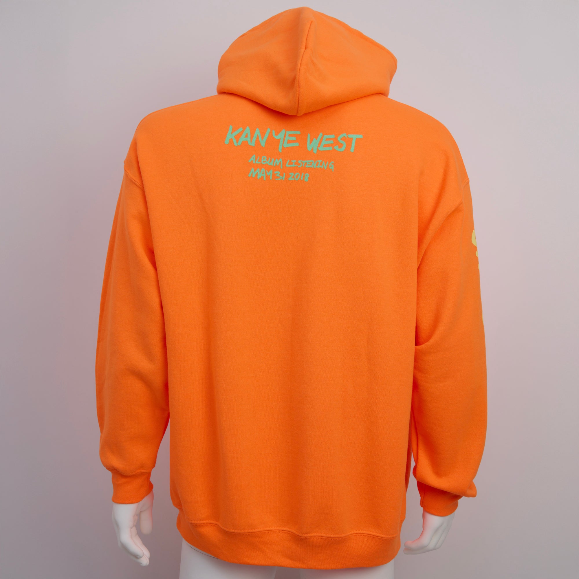 “Jackson Hole...Kanye West 2018”, Neon Orange Hoodie, Size XL (Fits like a L)