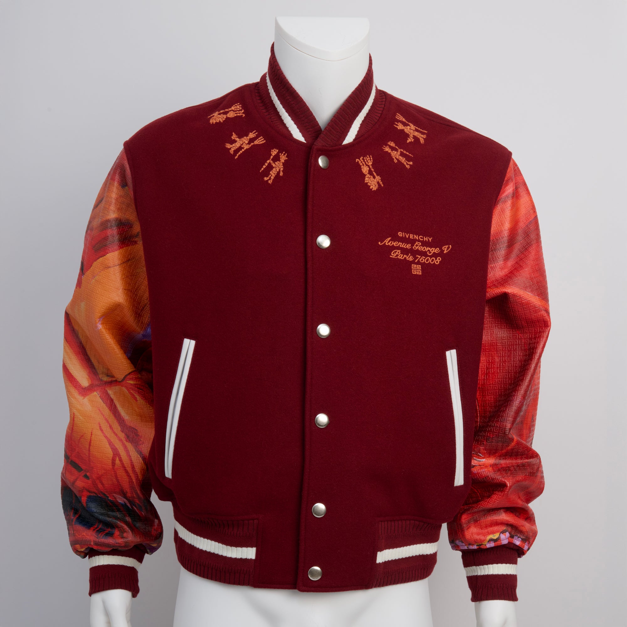 Givenchy, Red/Burgundy “Avenue George V” Bomber, Size 52