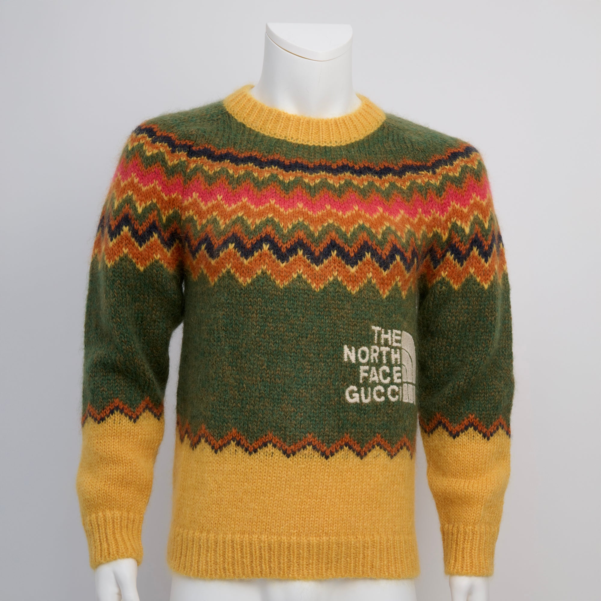 The North Face x Gucci, Green and Yellow Mohair Sweater, Size M