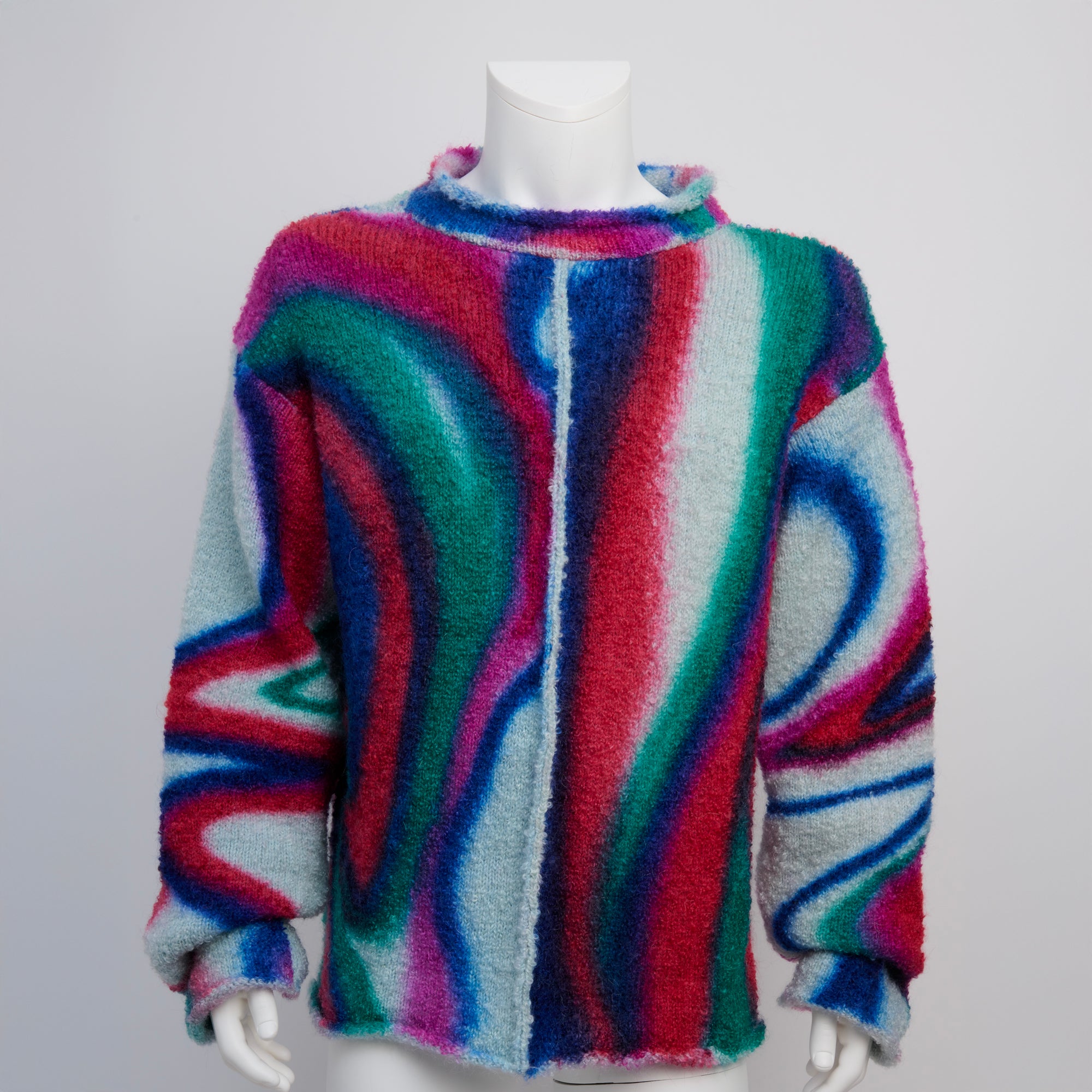 AGR, Mohair Multicolor Hand-Spray Swirl Sweater, Size L