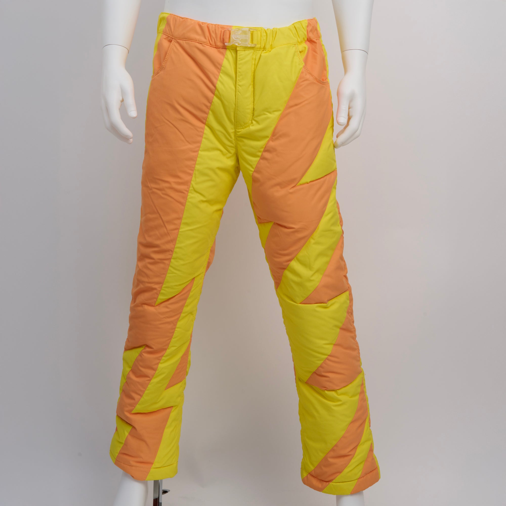 ERL, Orange & Yellow Puffer Woven Lounge Pants, Size L