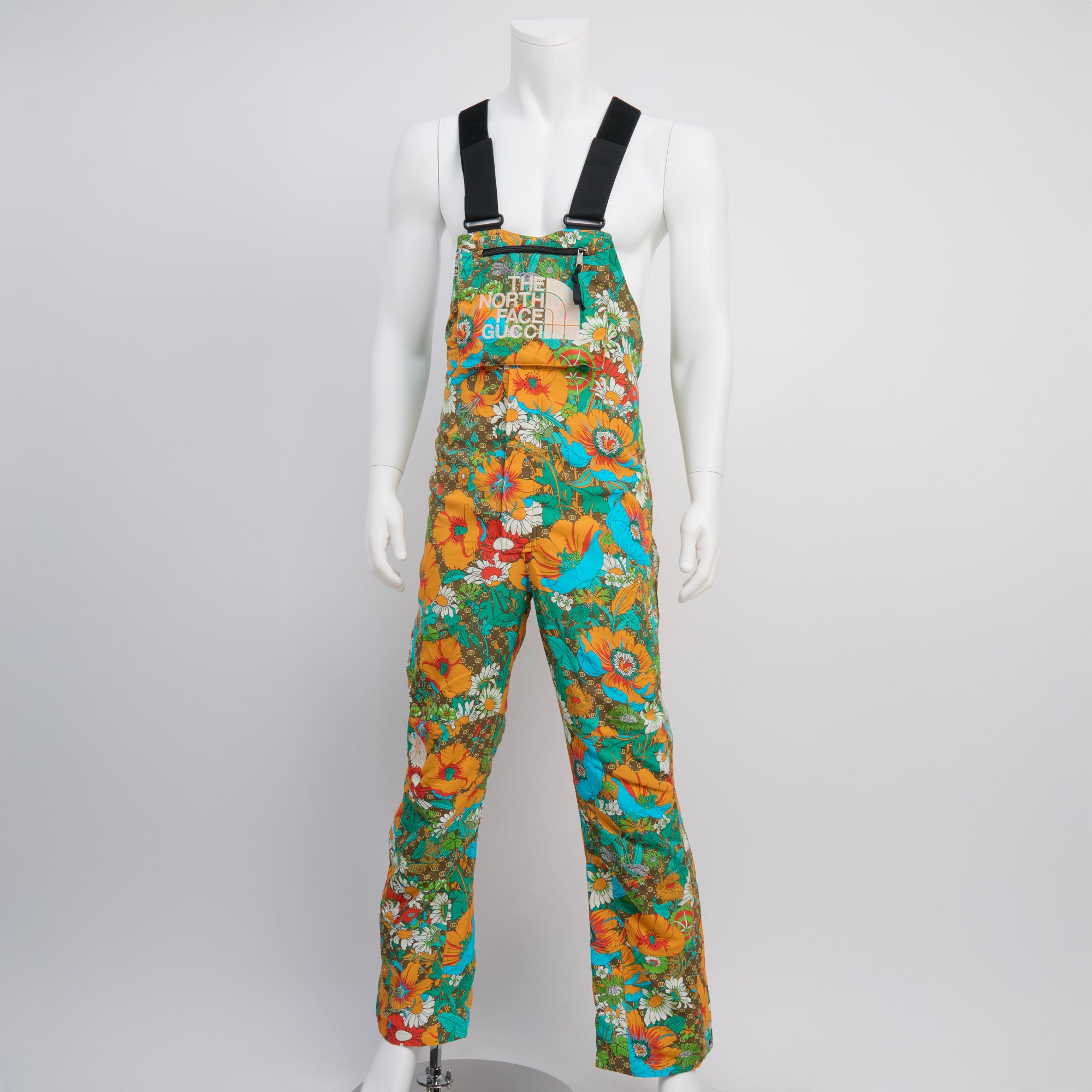 The North Face x Gucci Brown/Orange Floral Overalls Jumpsuit, Size M