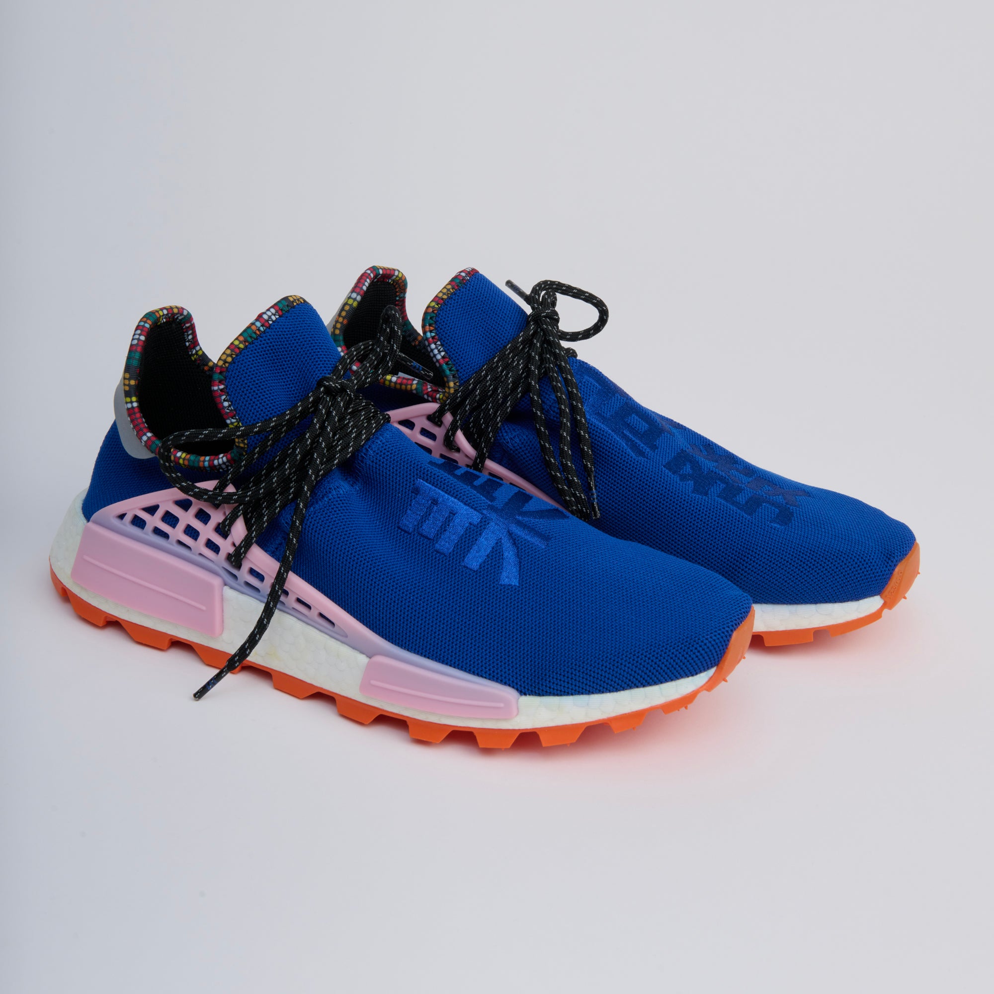 Adidas x Pharrell Williams, PW SOLAR HU NMD, Blue/Pink/Orange, Size 12.5